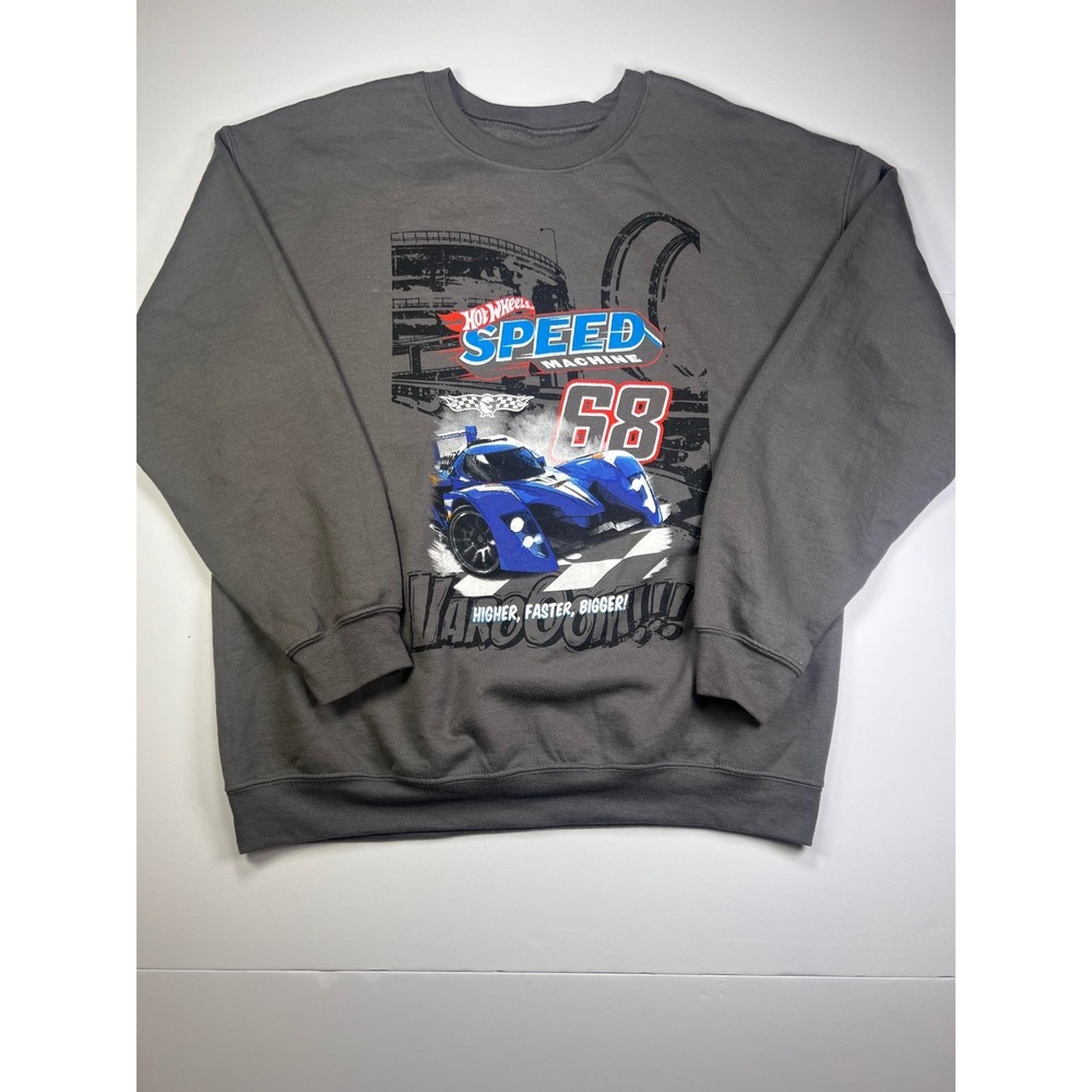 Hot Wheels Sweatshirt Mens Medium Grey Speed Machine 68 Racing Graphic Pullover